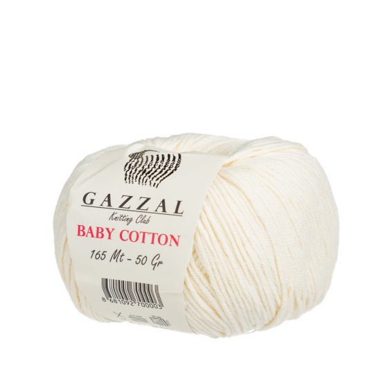 gazzal baby cotton 3437 delikatna włóczka do amigurumi w kolorze ecru