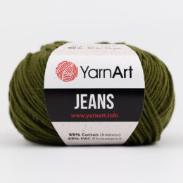 Włóczka Yarn Art Jeans 82 w kolorze leśnym to kultowa propozycja największego tureckiego producenta. Jej skład to mieszanka bawełny z akrylem.