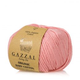 Gazzal Organic Baby Cotton 425 różany to włóczka z bawełny organicznej występująca w wielu pięknych kolorach, idealna dla dzieci.