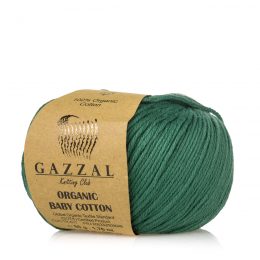 Gazzal Organic Baby Cotton 427 butelkowy to włóczka z bawełny organicznej występująca w wielu pięknych kolorach, idealna dla dzieci.