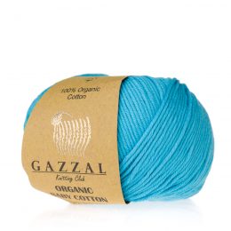 Gazzal Organic Baby Cotton 424 lazur to włóczka z bawełny organicznej występująca w wielu pięknych kolorach, idealna dla dzieci.