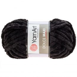 yarn art dolce maxi 742 gruba pluszowa włóczka w kolorze czarnym. Większa siostra sławnej Dolphin Baby, idealna na zabawki lub koce