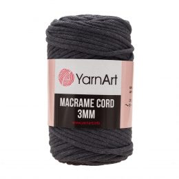 Włóczka Yarn Art Macrame Cord 3 mm 758 grafit to 60% bawełny i 40% poliestru i wiskozy . Jej najbardziej charakterystyczną cechą jest przędzona struktura.