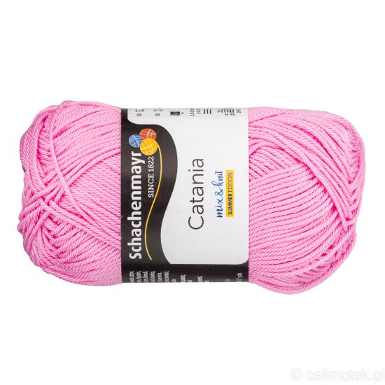 Schachenmayr Catania 00222 to bawełniana włóczka w kolorze różowym. Pięknie skręcona, z połyskiem. 50g/125m.