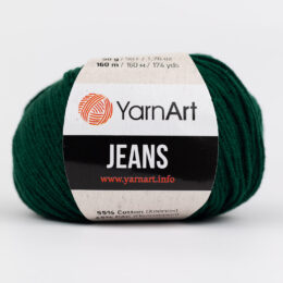 Włóczka Yarn Art Jeans 92 w kolorze butelkowym to bawełniano-akrylowa propozycja do zabawek amigurumi. 50g/160m