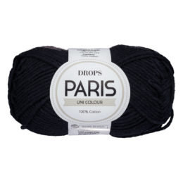 Włóczka Drops Paris 15 czarny to certyfikowana 100% bawełna czesankowa w pięknej palecie kolorystycznej. 50g/75m