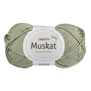 Drops Muskat 88 to cudna bawełniana merceryzowana włóczka w kolorze pistacjowym z pięknym połyskiem. Klasyka DROPS. 50g/ok. 100m.
