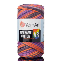 Sznurek YarnArt Macrame Cotton VR 922 to superkolorowy przędzony sznurek  idealny na torebki czy plecaki. Grubość 2mm. 250g/225m