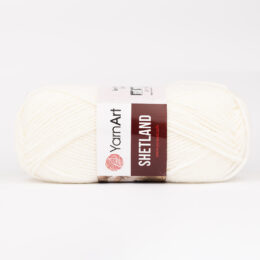 YarnArt Shetland 501 to miękka i ciepła włóczka akrylowo-wełniana w kolorze białym idealna na szaliki, czapki czy swetry. 100g/220m