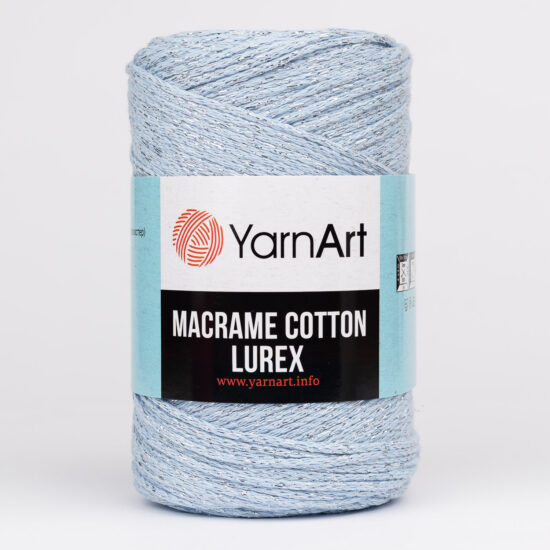 Sznurek Yarn Art Macrame Cotton Lurex 729 to błyszcząca wersja Macrame Cotton. Błękit ze srebrną nitką 250g/225m. Świetny na świąteczne ozdoby.