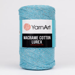 Sznurek Yarn Art Macrame Cotton Lurex 733 to błyszcząca wersja Macrame Cotton. Turkus ze srebrną nitką 250g/225m. Świetny na świąteczne ozdoby.
