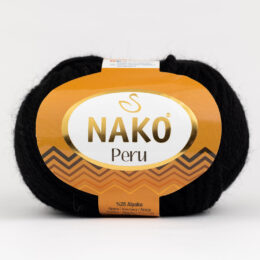 Nako Peru 217 to cudna mieszanka premium akrylu, wełny i alpaki w kolorze czarnym. 100g/130m. Doskonała na czapki, szale i swetry.