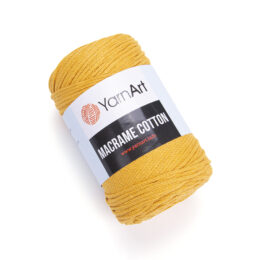 Yarn Art Macrame Cotton 796 2mm musztarda - przędzony sznurek idealny na torebki. Mieszanka bawełny z poliestrem, motek 250g/225m.