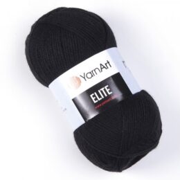 YarnArt Elite 30 - akrylowa włóczka w kolorze czarnym. 100g/300m. Świetnie sprawdzi się w tworzeniu dywanów (tufting) lub w hafcie punch needle.