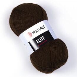 YarnArt Elite 05 - akrylowa włóczka w kolorze czekoladowym. 100g/300m. Świetnie sprawdzi się w tworzeniu dywanów (tufting) lub w hafcie punch needle.